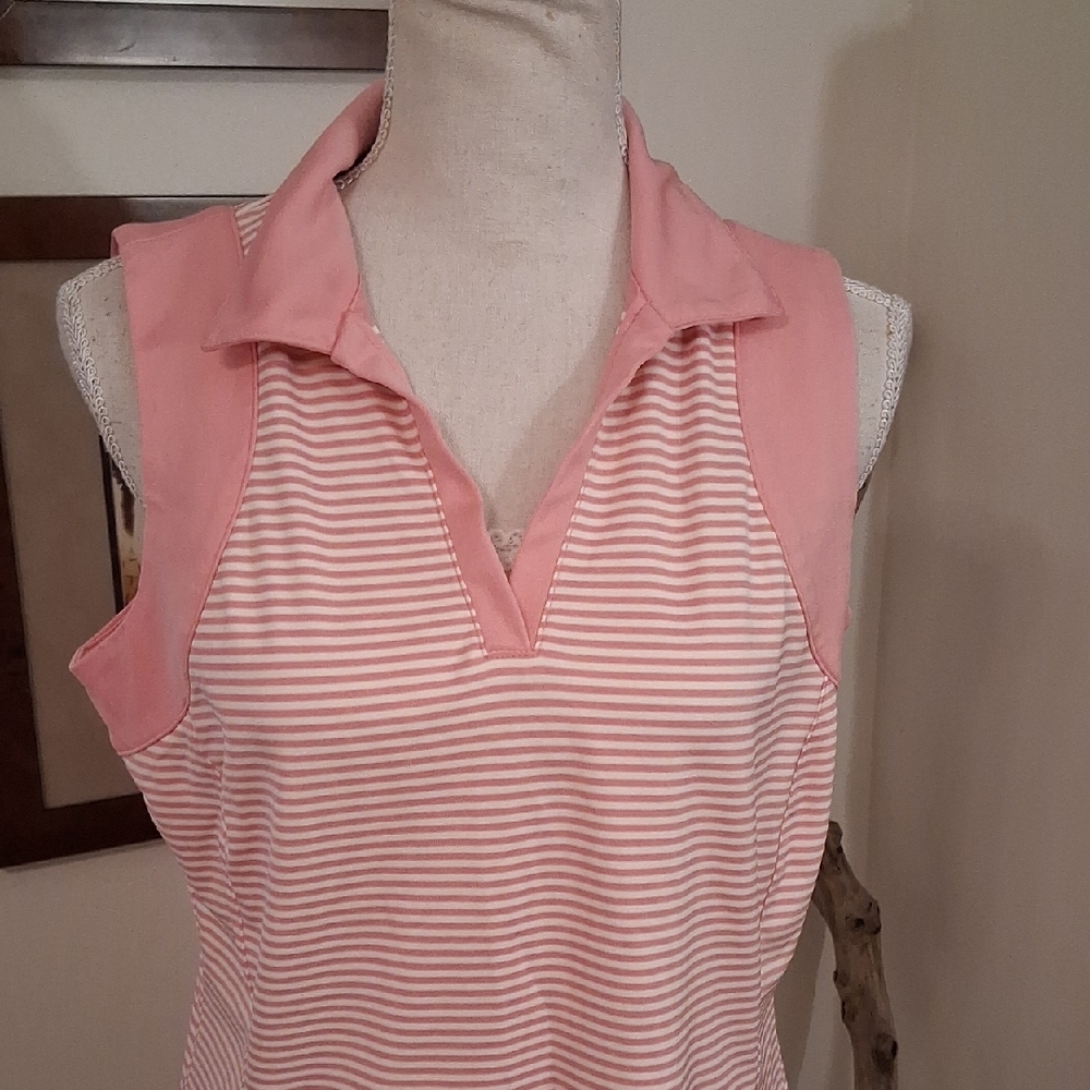 Izod Pink Striped Sleeveless Top